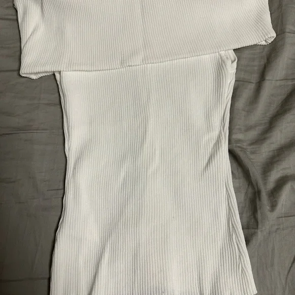 White Ribbed Off-Shoulder Top - Picture 4 of 4